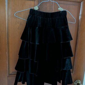 Girls Black Crushed Velvet Skirt and Jacket, size Medium